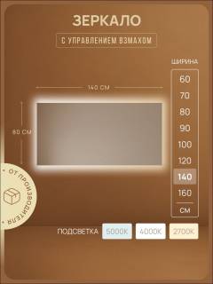 Зеркало для ванной комнаты Sancos Square 2.0 1400х800, led подсветка 2700K/4000K/5000K, SQ2.1400