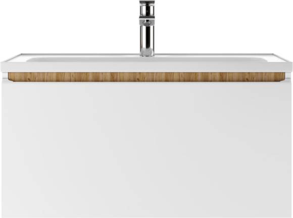 Тумба под раковину без столешницы Домино Senator Absolute 80 подвесная, дуб вотан, белая