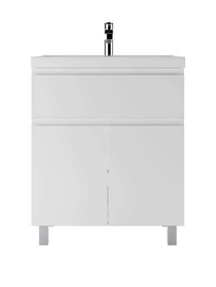 Тумба с раковиной Домино Graffo 70 напольная, белая, раковина Bazis