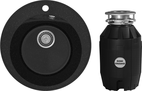 Комплект Мойка Practik PR-M 475-004 черный оникс + Измельчитель Bone Crusher BC 810-AS