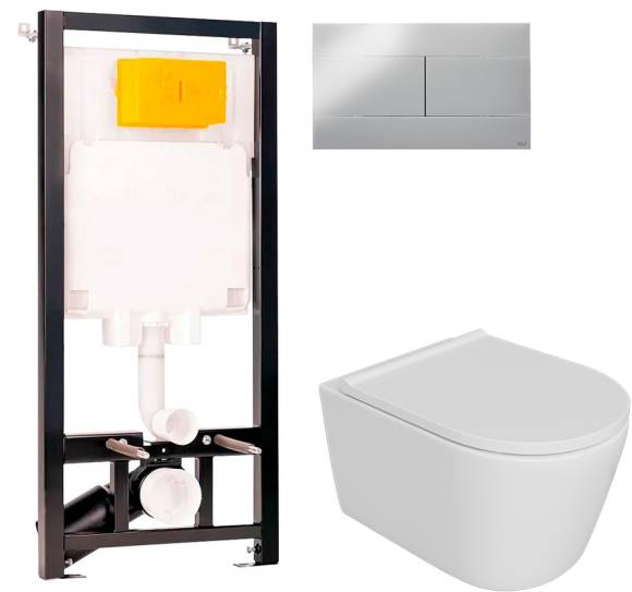 Комплект Унитаз подвесной DIWO Архангельск 0800 + Инсталляция OLI 80 ECO Sanitarblock mechanic 3 в 1 с кнопкой смыва