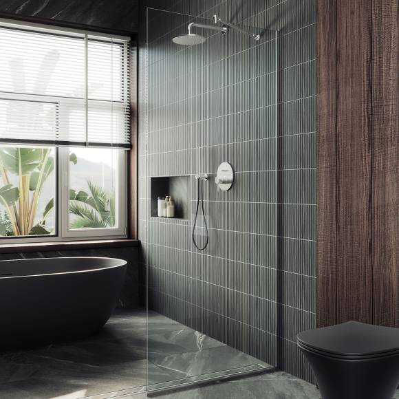 Душевая перегородка Maybahglass MGD-701-5у 69 см, профиль хром матовый, стекло прозрачное