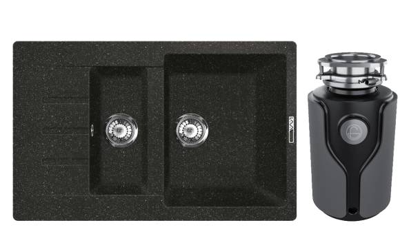 Комплект Мойка Lava D2.BAS basalt + Измельчитель KUCHENSTERN Muhle 353MU35