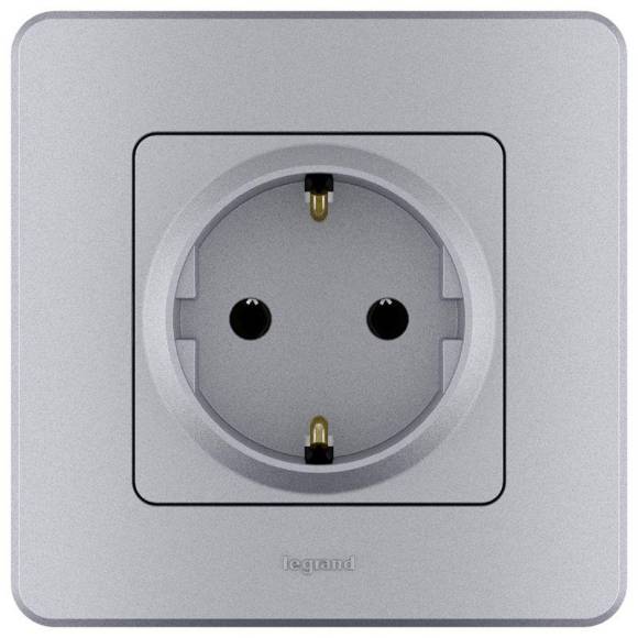 Розетка 1-м СП Inspiria 16А IP20 250В 2P+E немецк. стандарт механизм алюм. Leg 673722 Розетка 1-м СП Inspiria 16А IP20 250В 2P+E немецк. стандарт механизм алюм. Leg 673722