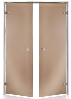 Дверь для турецкой бани Harvia двойная 17/19 (коробка алюминий прозрачная)