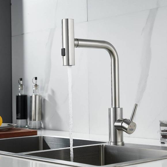 Смеситель для кухни Raffine F203L с мультифункциональным изливом, сатин