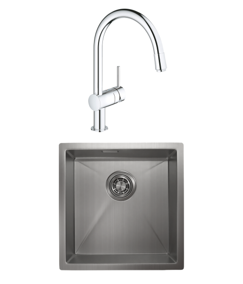 Комплект Мойка Granula 4445U, сталь сатин + Смеситель Grohe Minta 3291800E хром