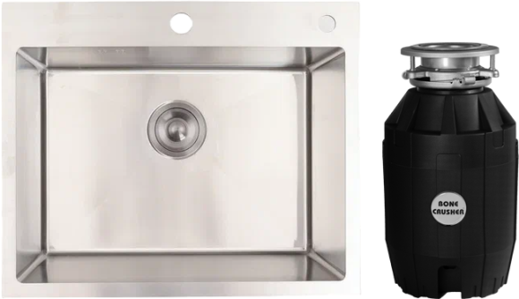 Комплект Мойка Alcora Monaco 3040034S Satin, с сифоном + Измельчитель Bone Crusher BC 810-AS