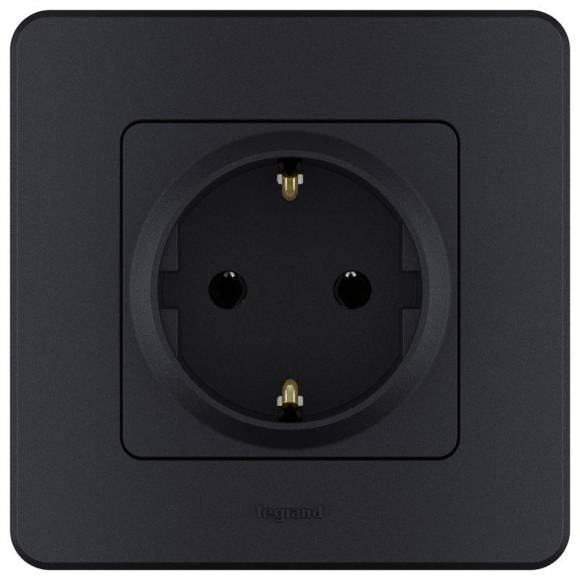 Розетка 1-м СП Inspiria 16А IP20 250В 2P+E немецк. стандарт механизм антрацит Leg 673723