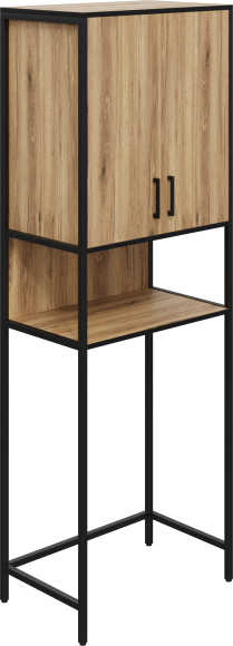 Шкаф DIWO Элиста 65, напольный над стиральной машиной, 65x200x35 см, дуб крафт золотой, черный