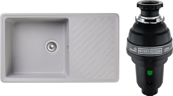 Комплект Мойка GranFest Quarz Z 53 серая + Измельчитель Bone Crusher BC 1000-AS