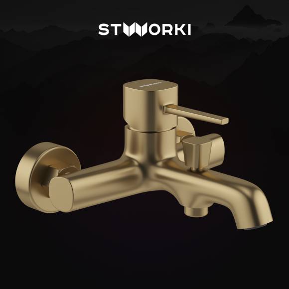 Смеситель для ванны с душем STWORKI Эстерсунд S31100GM, матовое золото