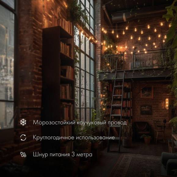 Гирлянда "Белт Лайт" 10м 20 патронов 4.8Вт IP65 провод каучук черн. Neon-Night 331-355 Гирлянда "Белт Лайт" 10м 20 патронов 4.8Вт IP65 провод каучук черн. Neon-Night 331-355