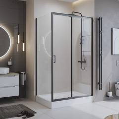 Душевой уголок BelBagno Uno 195 AH 1 120/80 C Nero профиль черный, стекло прозрачное Душевой уголок BelBagno Uno 195 AH 1 120/80 C Nero профиль черный, стекло прозрачное