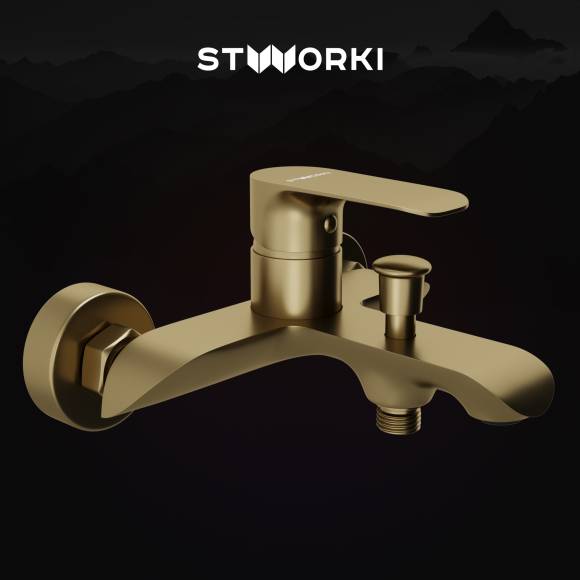 Смеситель для ванны с душем STWORKI Копенгаген S42100GM, матовое золото