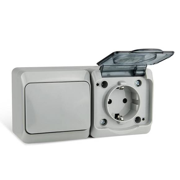 Блок ОП Nix (розетка 16А 250В с заземл. + 1-кл. выкл. 10А) IP54 сер. TOKOV ELECTRIC TKE-NX-V1RZ-C06T-IP54 Блок ОП Nix (розетка 16А 250В с заземл. + 1-кл. выкл. 10А) IP54 сер. TOKOV ELECTRIC TKE-NX-V1RZ-C06T-IP54