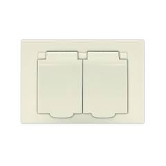 Розетка 2-м СП Афина 16А IP20 с заземл. c крышкой в сборе сл. кость (ivory) Universal A0031-I Розетка 2-м СП Афина 16А IP20 с заземл. c крышкой в сборе сл. кость (ivory) Universal A0031-I