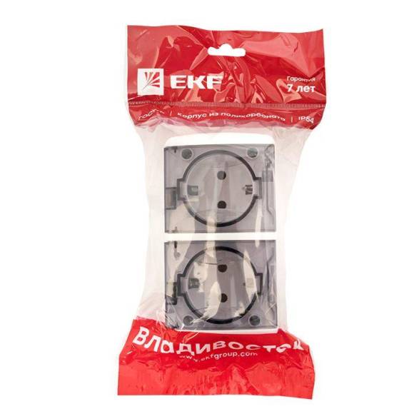 Розетка 2-м ОП Владивосток 16А IP54 с заземл. с прозр. крышкой бел. EKF EQR16-129-30-54-T Розетка 2-м ОП Владивосток 16А IP54 с заземл. с прозр. крышкой бел. EKF EQR16-129-30-54-T