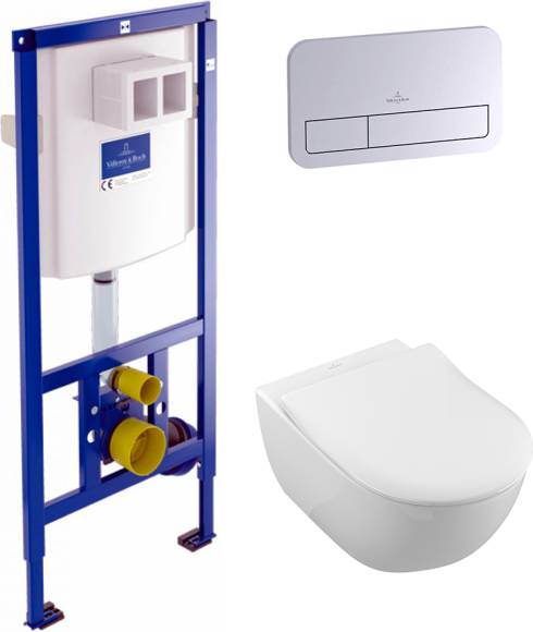 Комплект Унитаз подвесной Villeroy & Boch Subway 2.0 5614R201 alpin + Кнопка Viconnect 9224 9061 хром + Инсталляция 9224 6100