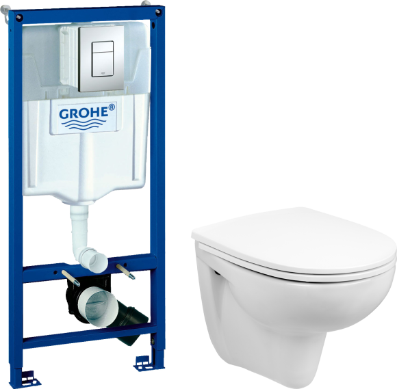 Комплект Унитаз подвесной Wanfald Lauta 47302100005 белый + Инсталляция Grohe Rapid SL 38772001 3 в 1 с кнопкой смыва