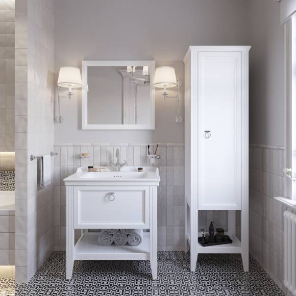 Мебель для ванной комнаты VitrA Valarte 80, матовая белая с зеркалом VitrA Valarte 80