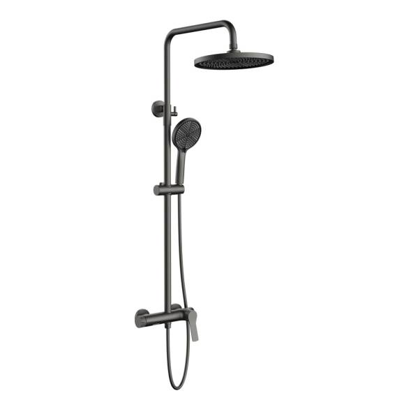 Душевая стойка Vincea Arco VSFS-4AR1GM с изливом, вороненая сталь