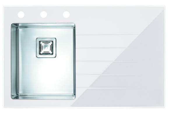 Мойка CRYSTALIX 10 860X540 1X левая (белый) в компл с сиф1133398,доз.1129080кол.1119835,