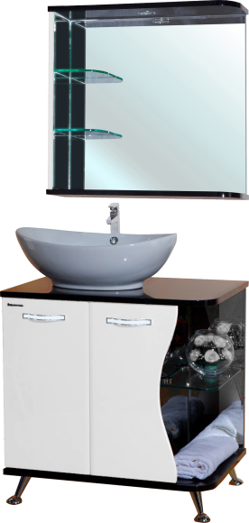 Мебель для ванной комнаты Bellezza Рио 70 L, черно-белая