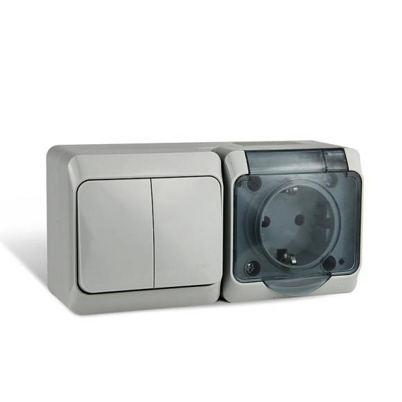 Блок ОП Nix (розетка 16А 250В с заземл. + 2-кл. выкл. 10А) IP54 сер. TOKOV ELECTRIC TKE-NX-V2RZ-C06T-IP54 Блок ОП Nix (розетка 16А 250В с заземл. + 2-кл. выкл. 10А) IP54 сер. TOKOV ELECTRIC TKE-NX-V2RZ-C06T-IP54