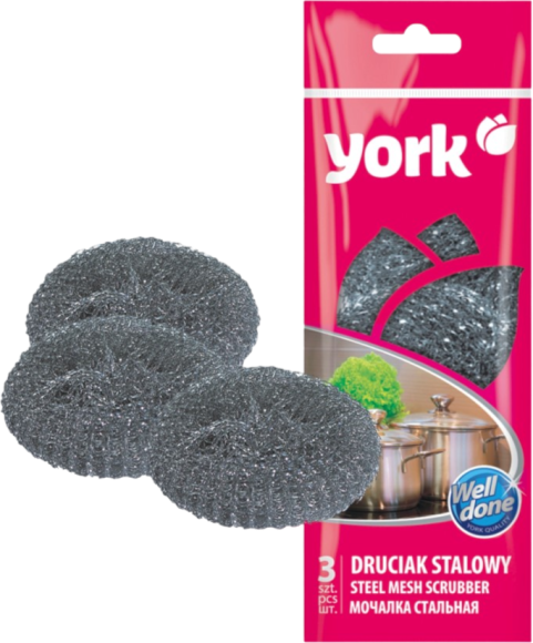 Губка для посуды York 003010 стальная, 3 шт