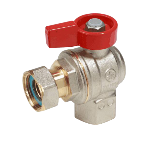 Шаровой кран Giacomini R781 R781PX014 3/4", вн-вн, с накидной гайкой, угловой, ручка флажок