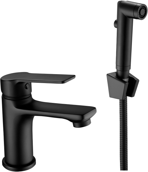 Смеситель для раковины ESKO Singapore Black SB 27H с гигиеническим душем, черный