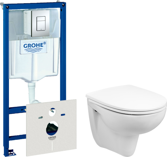 Комплект Унитаз подвесной Wanfald Lauta 47302100005 белый + Звукоизоляция Grohe + Инсталляция Rapid SL 38772001 3 в 1 с кнопкой смыва