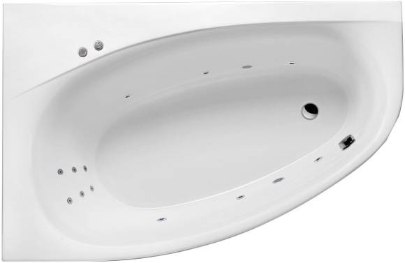 Акриловая ванна Excellent Kameleon WAEX.KML17.LINE L 170x110 см, угловая, левая, пристенная, с гидромассажем, белая, асимметричная, с каркасом, со сливом-переливом