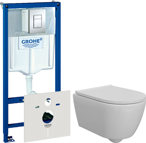 Комплект Унитаз подвесной DIWO Коломна 0700 + Инсталляция Grohe Rapid SL 38775001 4 в 1 с кнопкой смыва