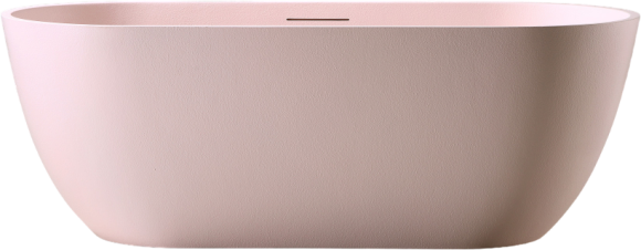 Ванна из искусственного камня Abber Frankfurt AM9941MP 170x75 см, отдельностоящая, матовая розовая, овальная, фурнитура белая