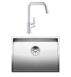Комплект Мойка Blanco Claron 550-U 59x44, сталь, нержавеющая сталь + Смеситель Grohe Eurosmart 30567000 глянцевый хром