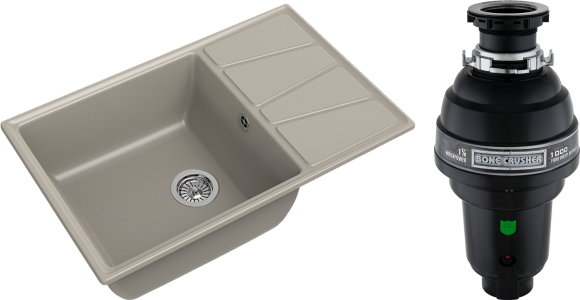 Комплект Мойка GranFest Vertex GF-V-780L топаз + Измельчитель Bone Crusher BC 1000-AS