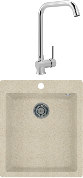 Комплект Мойка Whinstone Аркус Аркус 420 жасмин + Смеситель MEGA Didim MG-CM107 хром