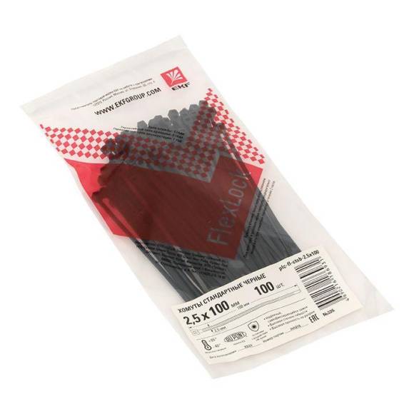 Хомут P6.6 2.5х100 FlexLock стандартный черн. (уп.100шт) PROxima EKF plc-fl-ctsb-2.5x100 Хомут P6.6 2.5х100 FlexLock стандартный черн. (уп.100шт) PROxima EKF plc-fl-ctsb-2.5x100