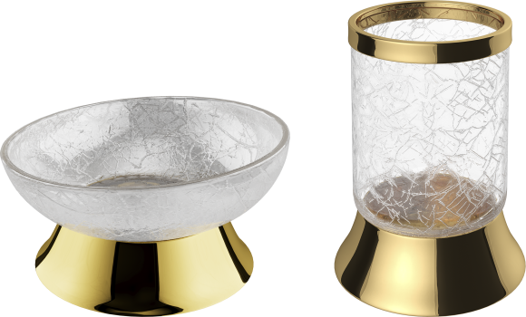 Набор Мыльница Defne banyo Amanty gold + Стакан gold