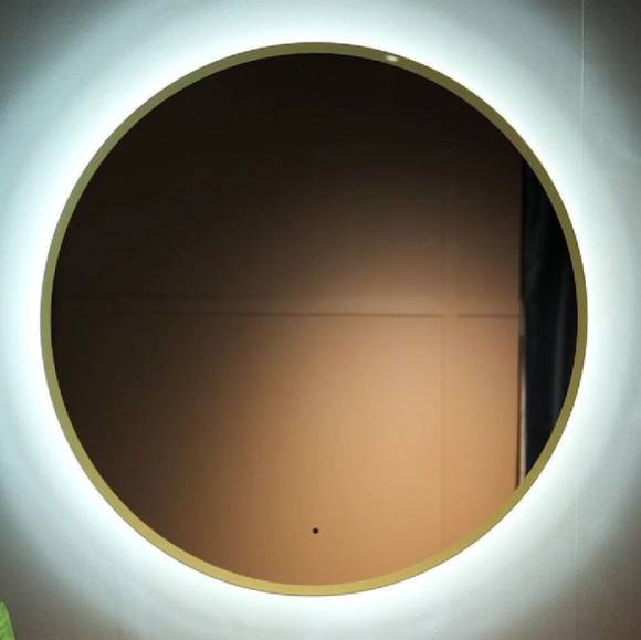 Зеркало круглое Art&Max Sanremo 100 золото, с LED-подсветкой, 6000К