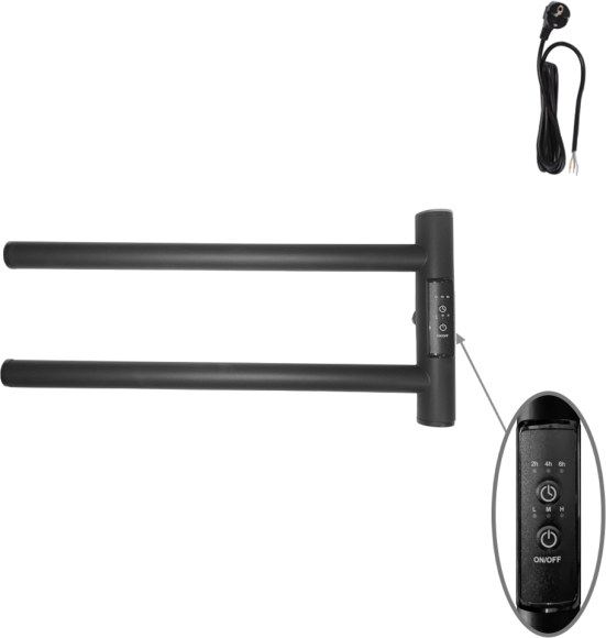 Полотенцесушитель электрический Маргроид Cook 1840-1049-9005R 19х40.5 R, черный матовый