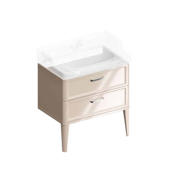 Тумба под раковину без столешницы KERAMA MARAZZI Pompei 80 напольная, с 2 ящиками, камео бежевый глянцевый