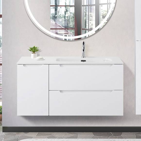 Тумба под раковину BelBagno Etna 100 R 2 ящика, дверца, bianco lucido