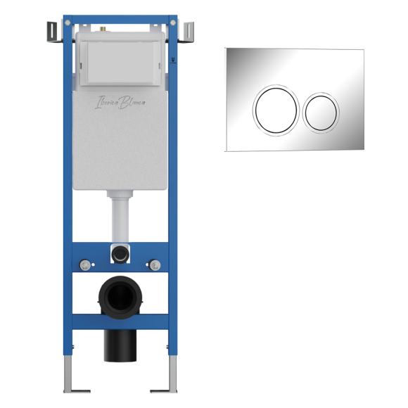 Система инсталляции для унитазов Iberica Blanca Lavado Mini IBLAV4 + Кнопка смыва P-Rondo IBPRO3 глянцевый хром