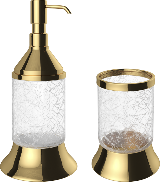 Набор Дозатор Defne banyo Amanty gold + Стакан gold