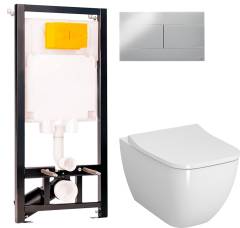 Комплект Унитаз подвесной VitrA Shift 7742B003-0075 белая глянцевая + Крышка Integra Square 810-003-009 быстросъемная, с микролифтом + Инсталляция OLI 80 ECO Sanitarblock mechanic 3 в 1 с кнопкой смыва