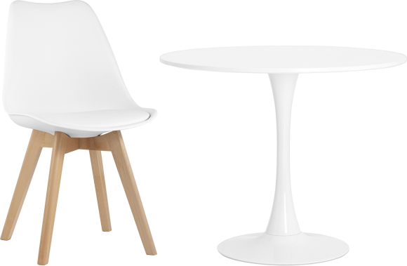 Обеденная группа Stool Group стол Tulip D90 + стул Frankfurt