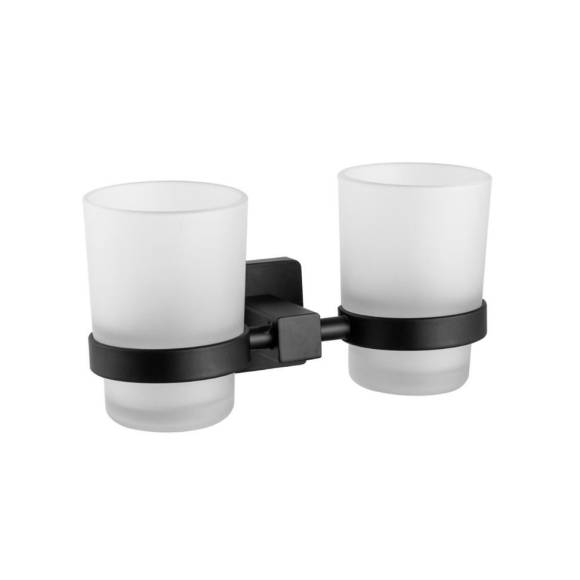 Стакан для ванной комнаты двойной / держатель зубных щеток и пасты Maretti Umbria Black UMB542P46